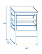 Vetrina refrigerata ventilata con ripiani in vetro e porte scorrevoli posteriori - colore nero - temp. +2°/+6°C - cm 100x78x138h