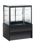 Vetrina refrigerata ventilata con ripiani in vetro e porte scorrevoli posteriori - colore nero - temp. +2°/+6°C - cm 100x78x138h