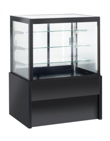 Vetrina refrigerata ventilata con ripiani in vetro e porte scorrevoli posteriori - colore nero - temp. +2°/+6°C - cm 100x78x138h