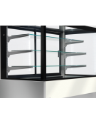 Vetrina refrigerata ventilata con ripiani in vetro e porte scorrevoli posteriori - colore nero - temp. +2°/+6°C - cm 120x78x138h