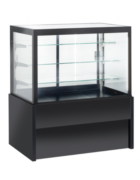 Vetrina refrigerata ventilata con ripiani in vetro e porte scorrevoli posteriori - colore nero - temp. +2°/+6°C - cm 120x78x138h