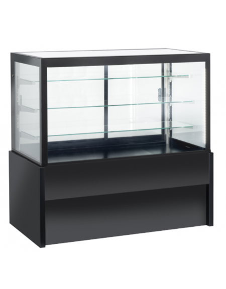Vetrina refrigerata ventilata con ripiani in vetro e porte scorrevoli posteriori - colore nero - temp. +2°/+6°C - cm 150x78x138h