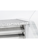 Banco refrigerato per pesce con piano in granito e zona esposizione in acciaio AISI 316 - statico,  +0°/+2° - cm 200x120x118h