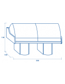Banco refrigerato per pesce con piano in granito e zona esposizione in acciaio AISI 316 - statico,  +0°/+2° - cm 200x120x118h