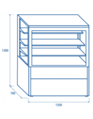 Vetrina refrigerata ventilata con ripiani in vetro e porte scorrevoli posteriori - colore nero - temp. +2°/+6°C - cm 120x78x138h