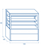 Vetrina refrigerata ventilata con ripiani in vetro e porte scorrevoli posteriori - colore nero - temp. +2°/+6°C - cm 150x78x138h