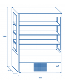 Murale refrigerato, porte scorrevoli, zona esposizione in acciaio inox - Lt 551 - colore nero - +0°/+2°C - cm 150x57x200h