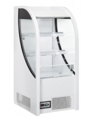 Vetrina refrigerata promozionale in acciaio verniciato bianco con frontale aperto - ventilata, +2°/+10°C - cm 64x74,1x145,7h