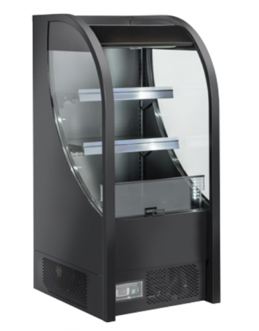 Vetrina refrigerata promozionale in acciaio verniciato nero con frontale aperto - ventilata, +2°/+10°C - cm 64x74,1x145,7h
