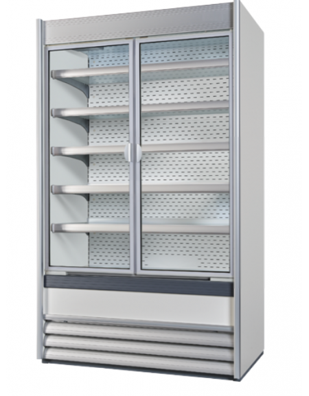 Vetrina murale con porte a battente - esterno in acciaio verniciato grigio - ventilata +0°/+2°C - cm 151x63,5x209,6h