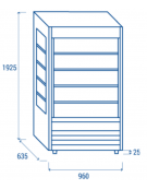 Vetrina murale senza porte - esterno in acciaio verniciato grigio - refrigerazione ventilata - cm 96x63,5x195,1h