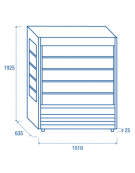 Vetrina murale senza porte - esterno in acciaio verniciato grigio - refrigerazione ventilata - cm 151x63,5x195,1h
