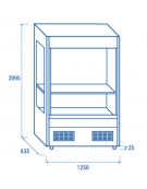 Vetrina murale con ganciera per carni - esterno in acciaio verniciato grigio - ventilata +0°/+2°C - cm 125x63,5x209,5h