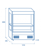 Vetrina murale con ganciera per carni - esterno in acciaio verniciato grigio - ventilata +0°/+2°C - cm 151x63,5x209,5h