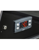 Vetrina orrizontale refrigerata statica per sushi con vetro curvo ed esterno in alluminio verniciato nero - cm 179,7x38,7x24h