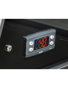 Vetrina orrizontale refrigerata statica per sushi con vetro squadrato ed esterno in alluminio verniciato nero - cm 168x38x30h