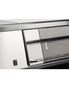 Vetrina orrizontale refrigerata statica per sushi con vetro squadrato ed esterno in alluminio verniciato nero - cm 168x38x30h