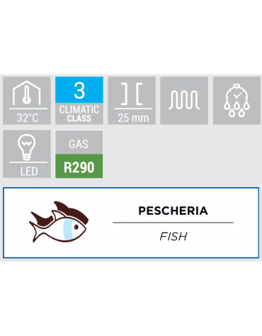 Vetrina orrizontale refrigerata statica per sushi con vetro squadrato ed esterno in alluminio verniciato nero - cm 168x38x30h