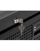 Frigobar con porta in vetro - esterno in lamiera verniciata nera - refrigerazione Roll-Bond con ventilatore - cm 48,8x50,6x84h