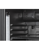 Frigobar con porta in vetro - esterno in lamiera verniciata nera - refrigerazione Roll-Bond con ventilatore - cm 48,8x50,6x84h