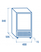 Frigobar con porta in vetro - esterno in lamiera verniciata nera - refrigerazione Roll-Bond con ventilatore - cm 48,8x50,6x84h