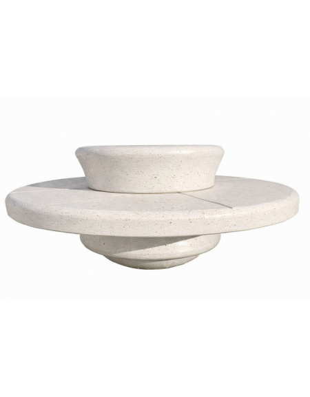 PANCHINA TONDA IN CEMENTO CON FIORIERA CENTRALE - COLORE BIANCO PIETRA - DIAMETRO ESTERNO CM  170