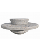 PANCHINA TONDA IN CEMENTO CON FIORIERA CENTRALE - COLORE GRIGIO TRAVERTINO - DIAMETRO ESTERNO CM 170