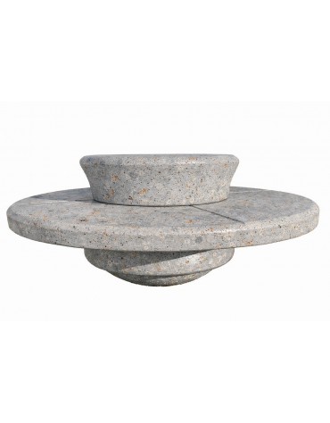 PANCHINA TONDA IN CEMENTO CON FIORIERA CENTRALE - COLORE GRIGIO TRAVERTINO - DIAMETRO ESTERNO CM  170