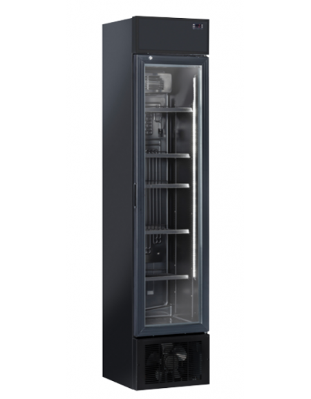 Vetrina refrigerata in acciaio verniciato nero - lt 180 - refrigerazione RollBond con ventilatore +1°/+12°C - cm 43,5x46x201,3h