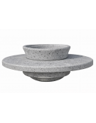 PANCHINA TONDA IN CEMENTO CON FIORIERA CENTRALE - COLORE GRIGIO TRAVERTINO - DIAMETRO ESTERNO CM  200