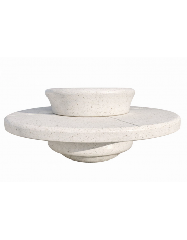 PANCHINA TONDA IN CEMENTO CON FIORIERA CENTRALE - COLORE BIANCO PIETRA - DIAMETRO ESTERNO CM  200