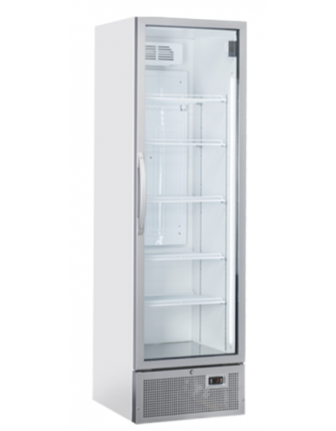 Vetrina refrigerata in acciaio verniciato bianco con porta a battente in vetro - temp. 1°/+10° C - cm 59,5x68x201,8h