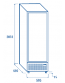 Vetrina refrigerata in acciaio verniciato bianco con porta a battente in vetro - temp. 1°/+10° C - cm 59,5x68x201,8h