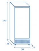 Vetrina refrigerata in acciaio verniciato bianco con porta a battente in vetro - temp. 1°/+10° C - cm 59,5x68x201,8h