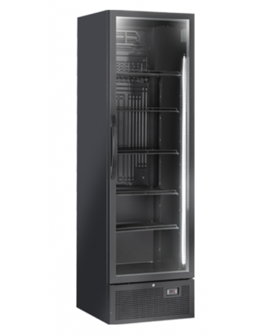 Vetrina refrigerata in acciaio verniciato nero con porta a battente in vetro - temp. 1°/+10° C - cm 59,5x68x201,8h