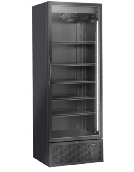 Vetrina refrigerata in acciaio verniciato nero con porta a battente in vetro - temp. 1°/+10° C - cm 78x70,5x220,2h