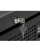 Vetrina refrigerata in acciaio verniciato nero con porta a battente in vetro - temp. 1°/+10° C - cm 78x70,5x220,2h