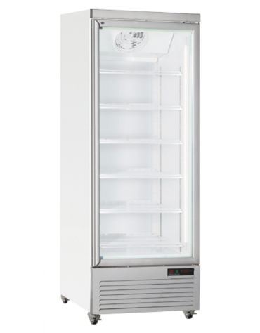 Vetrina refrigerata in acciaio verniciato bianco con 1 porta a battente in vetro - temp. 1°/+10° C - cm 75x74x204h