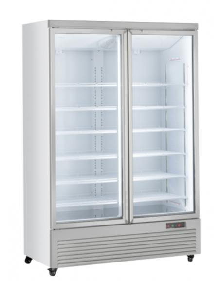 Vetrina refrigerata in acciaio verniciato bianco, 2 porte a battente in vetro - temp. 1°/+10° C - cm 125,3x74x204h