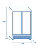 Vetrina refrigerata in acciaio verniciato bianco, 2 porte a battente in vetro - temp. 1°/+10° C - cm 125,3x74x204h