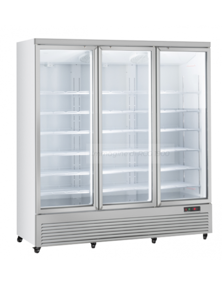 Vetrina refrigerata in acciaio verniciato bianco, 3 porte a battente in vetro - temp. 1°/+10° C - cm 188x74x204h