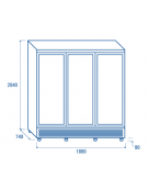 Vetrina refrigerata in acciaio verniciato bianco, 3 porte a battente in vetro - temp. 1°/+10° C - cm 188x74x204h