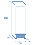 Vetrina refrigerata in acciaio verniciato nero con 1 porta a battente in vetro - temp. 1°/+10° C - cm 75x74x204h