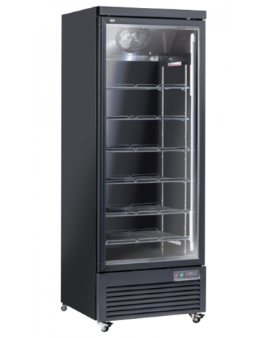 Vetrina refrigerata in acciaio verniciato nero con 1 porta a battente in vetro - temp. 1°/+10° C - cm 75x74x204h