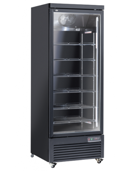 Vetrina refrigerata in acciaio verniciato nero con 1 porta a battente in vetro - temp. 1°/+10° C - cm 75x74x204h