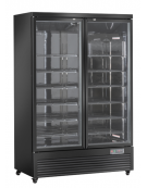 Vetrina refrigerata in acciaio verniciato nero, 2 porte a battente in vetro - temp. 1°/+10° C - cm 125,3x74x204h