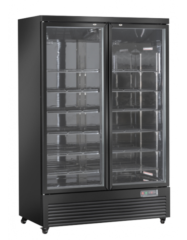 Vetrina refrigerata in acciaio verniciato nero, 2 porte a battente in vetro - temp. 1°/+10° C - cm 125,3x74x204h