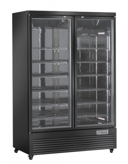 Vetrina refrigerata in acciaio verniciato nero, 2 porte a battente in vetro - temp. 1°/+10° C - cm 125,3x74x204h