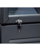 Vetrina refrigerata in acciaio verniciato nero, 3 porte a battente in vetro - temp. 1°/+10° C - cm 188x74x204h