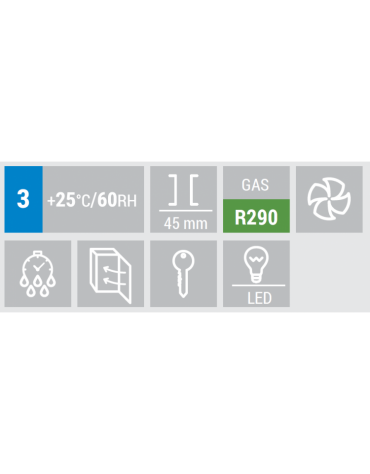 Vetrina refrigerata in acciaio verniciato nero, 3 porte a battente in vetro - temp. 1°/+10° C - cm 188x74x204h